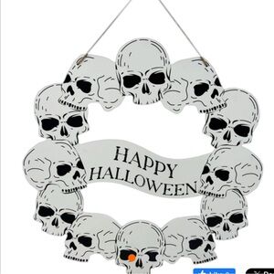 a.n.a Black and White Skull Halloween Wreath